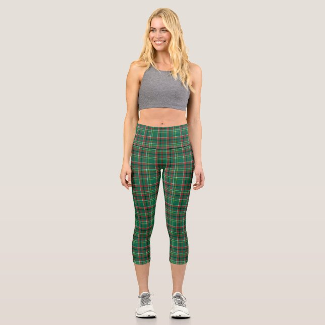 Leggings Capri Christmas Plaid Green Pattern-23914 (Anverso)
