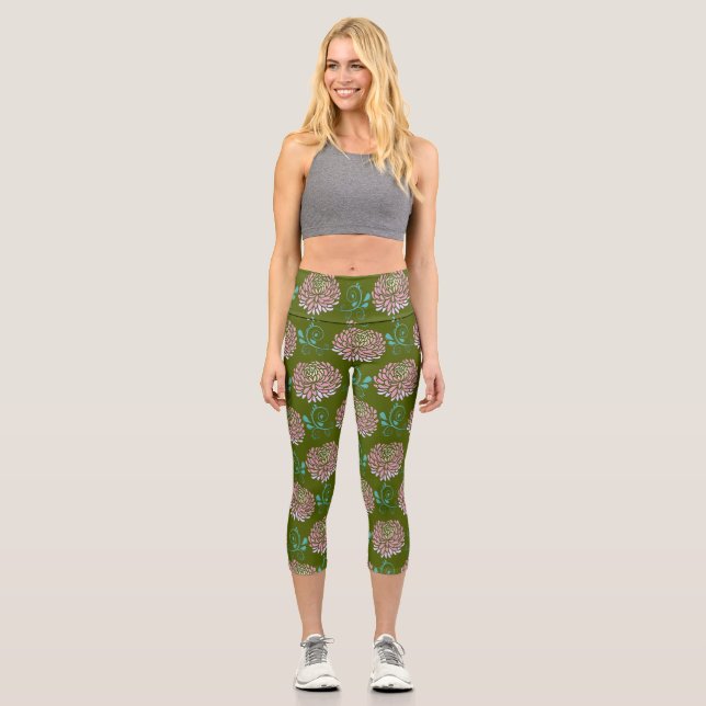Leggings Capri chrysanthemums swirls (Anverso)
