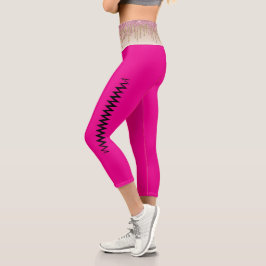 Leggings Capri Cintura alta Capri con raya de rayo en zig-zag ros