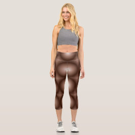Leggings Capri Círculo geométrico 3D Círculo oscuro Mocha marrón 