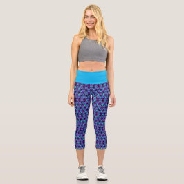 Leggings Capri Círculos de patrón geométrico triángulos púrpura y