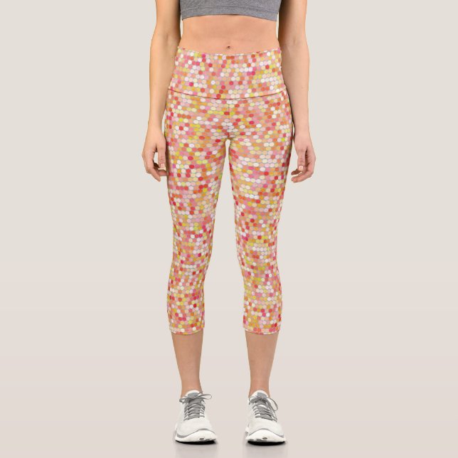 Leggings Capri Círculos ondulados coloridos (Anverso)
