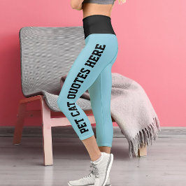 Leggings Capri Cita Personalizada De Gato Mascota Sobre Azul De H