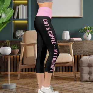Leggings Capri Citas personalizadas de gato estilo comic de diver