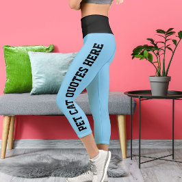 Leggings Capri Citas Personalizadas De Gato Mascota Sobre Azul Be