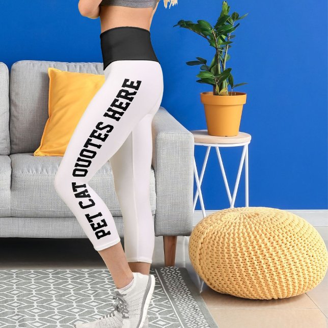 Leggings Capri Citas Personalizadas De Gato Mascota Sobre Blanco  (Subido por el creador)