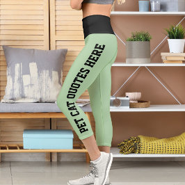 Leggings Capri Citas Personalizadas De Gato Mascota Sobre Verde P