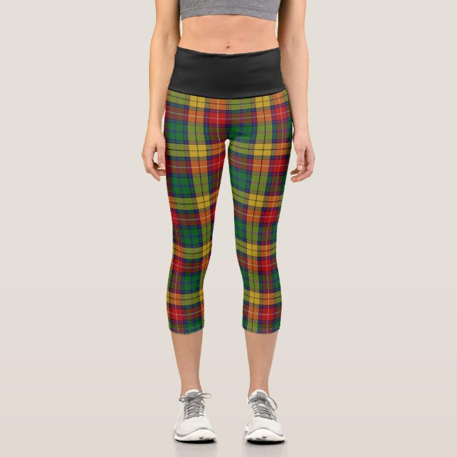 Leggings Capri Clan clásico Buchanan Tartan Plaid (Anverso)