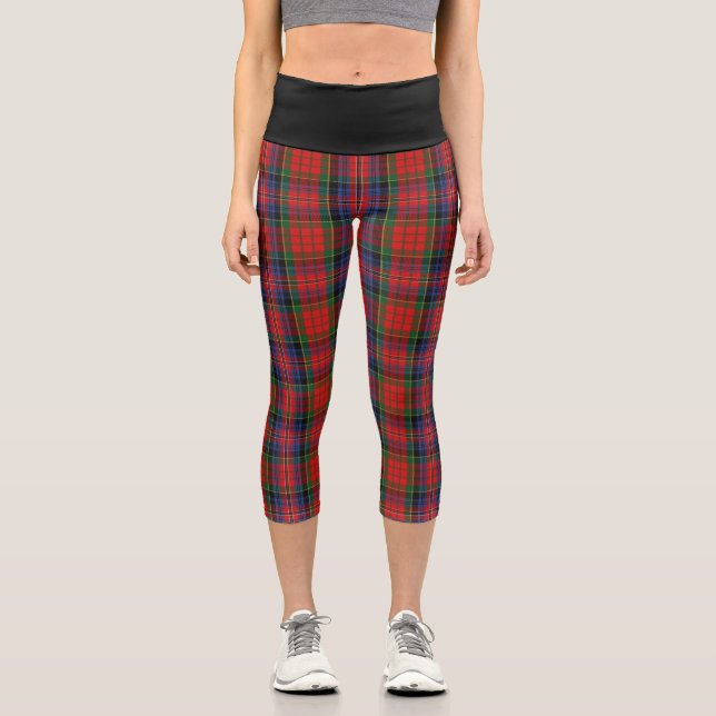 Leggings Capri Clan clásico MacPherson Red Tartan Plaid (Anverso)