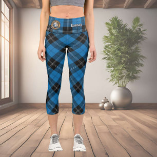 Leggings Capri Clan Ramsay Escudo por la caza azul Tartán