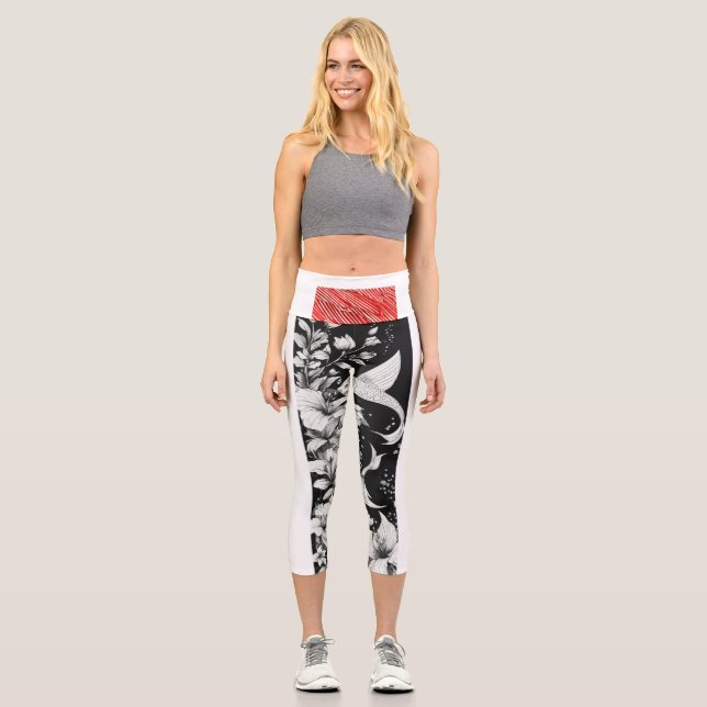 Leggings Capri Claro, qué tal el "Croquis Floral High Waisted Yog (Anverso)
