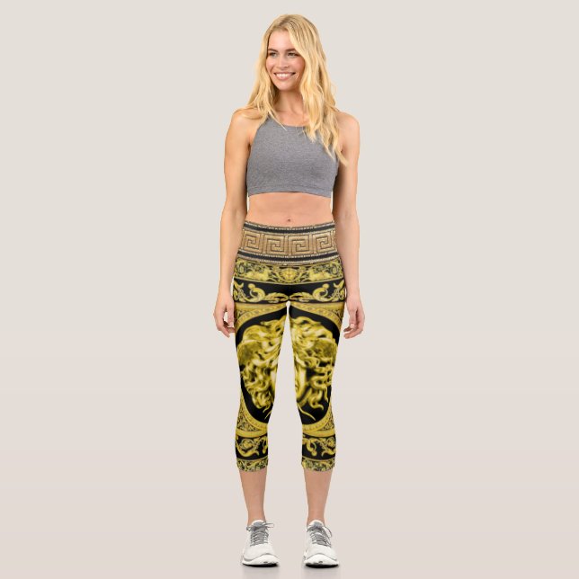 Leggings Capri Clásica de Medusa Dorada (Anverso)