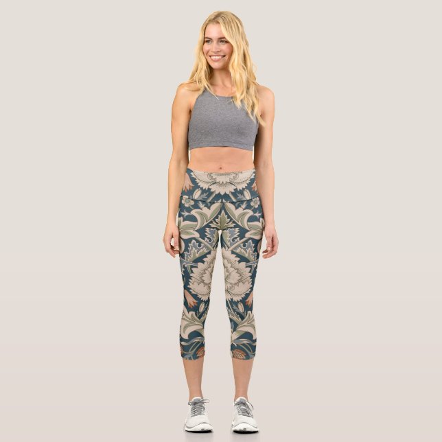 Leggings Capri Clásico de flores del jardín floral de William Mor (Anverso)