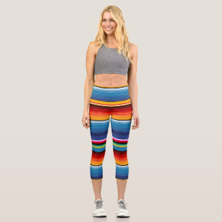 Leggings Capri Clásico de oro y sarape azul