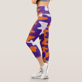 Leggings Capri Clemson-Inspired Orange & Purple Tiger Camo