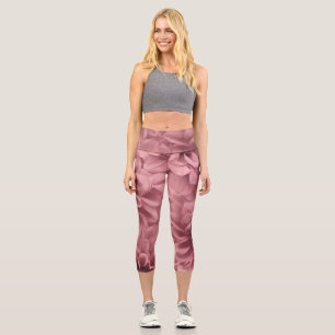 Leggings Capri Clúster de Floral de Light Mauve Dahlias