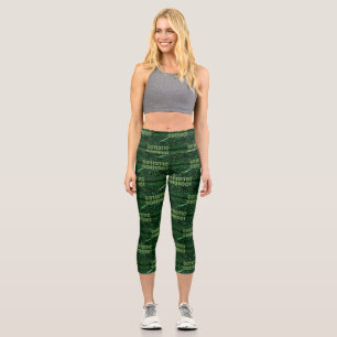 Leggings Capri Código binario 69 de SlipperyJoe vibrante verde co