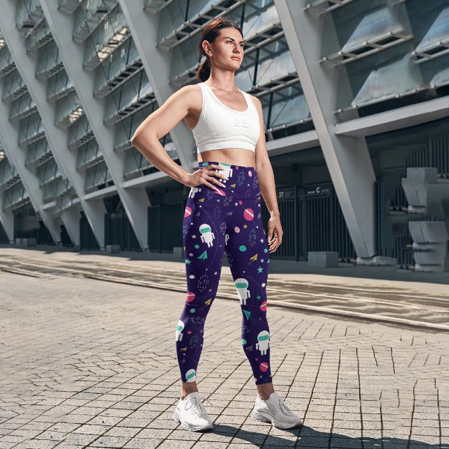 Leggings Capri Cohetes de planetas astronautas (Subido por el creador)
