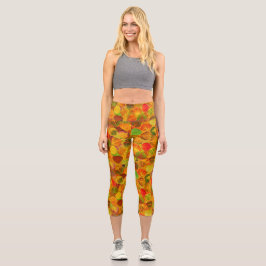 Leggings Capri Colección Aspen Leaves maciza sin soldadura 1