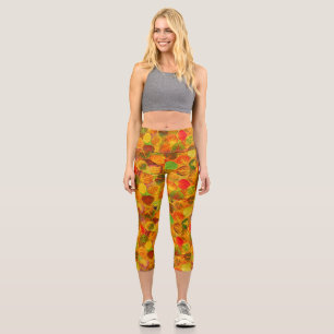 Leggings Capri Colección Aspen Leaves maciza sin soldadura 1
