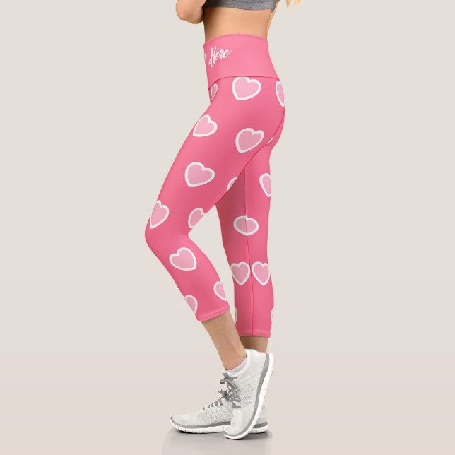 Leggings Capri Colección de Día de San Valentín de corazón rosado (Izquierda)