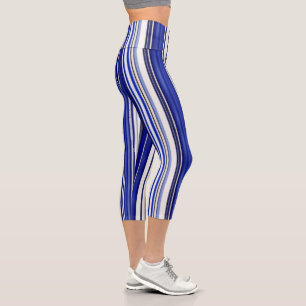 Leggings Capri Colección de franjas de barco azul de la marina de