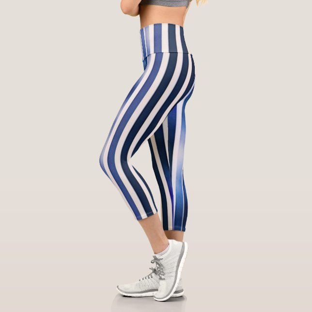 Leggings Capri Colección de franjas de barco azul de la marina po (Izquierda)