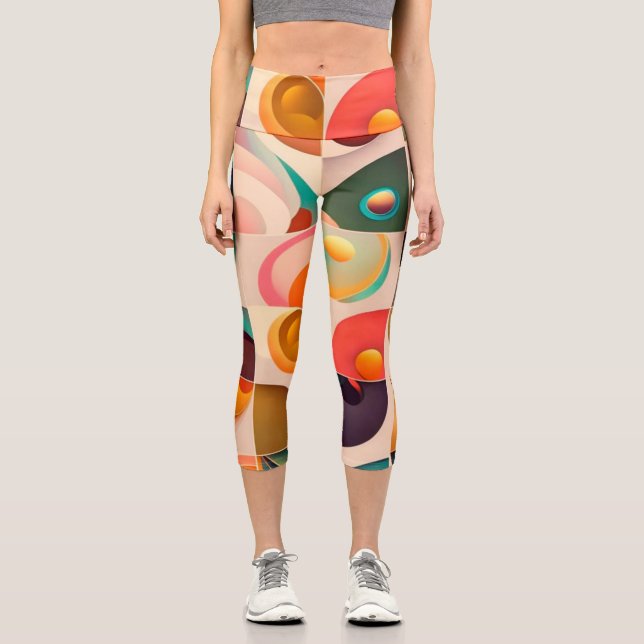 Leggings Capri Colección de moda retro abstracta (Anverso)