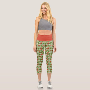 Leggings Capri Colección de patrones de cesta de frutas - fresas