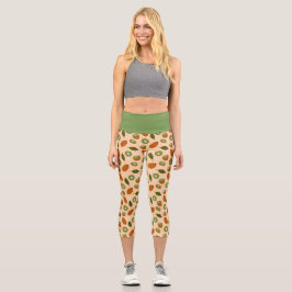 Leggings Capri Colección de patrones de cesta de frutas - Kiwi