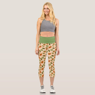 Leggings Capri Colección de patrones de cesta de frutas - Kiwi