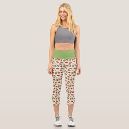 Leggings Capri Colección de patrones de cesta de frutas - sandía