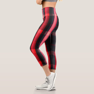 Leggings Capri Colección de plaquetas rojas de color negro a la m
