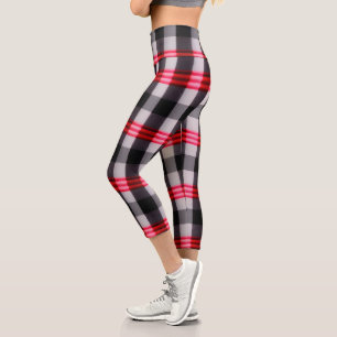 Leggings Capri Colección de platillos negros rojos populares