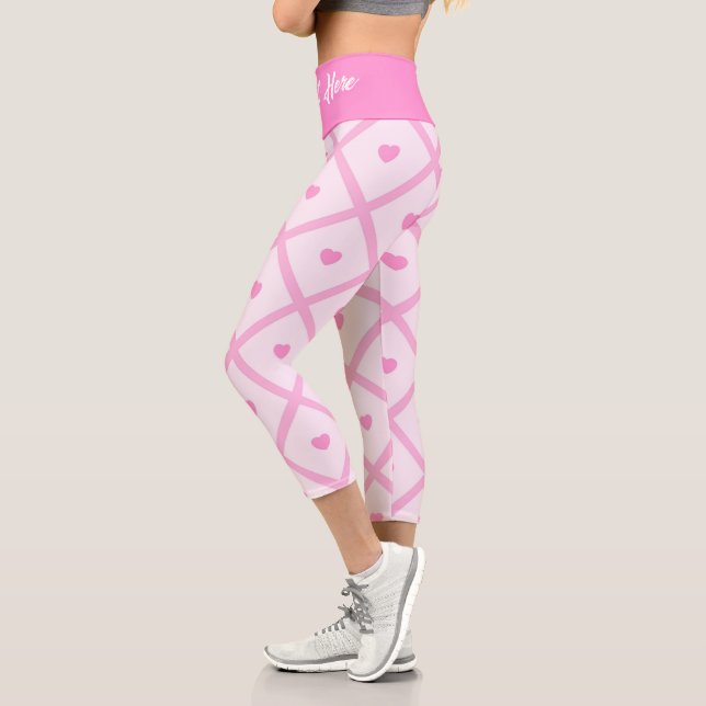 Leggings Capri Colección de platos modernos del corazón rosado (Izquierda)