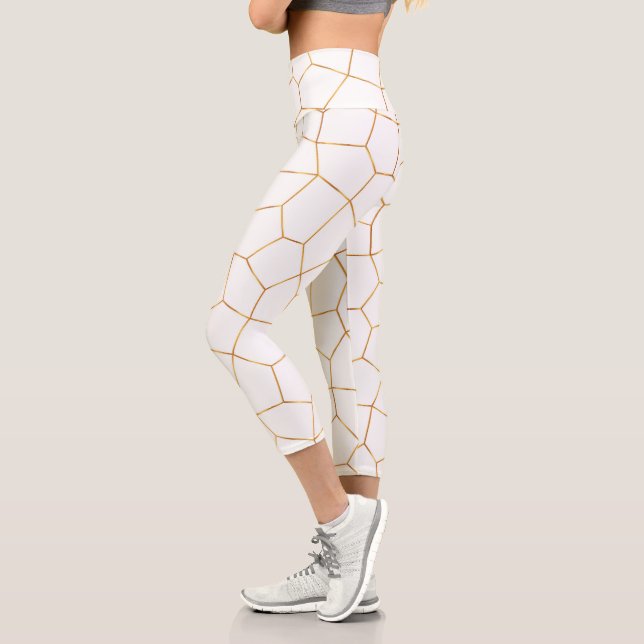 Leggings Capri Colección elegante de vidrio blanco de oro moderno (Izquierda)