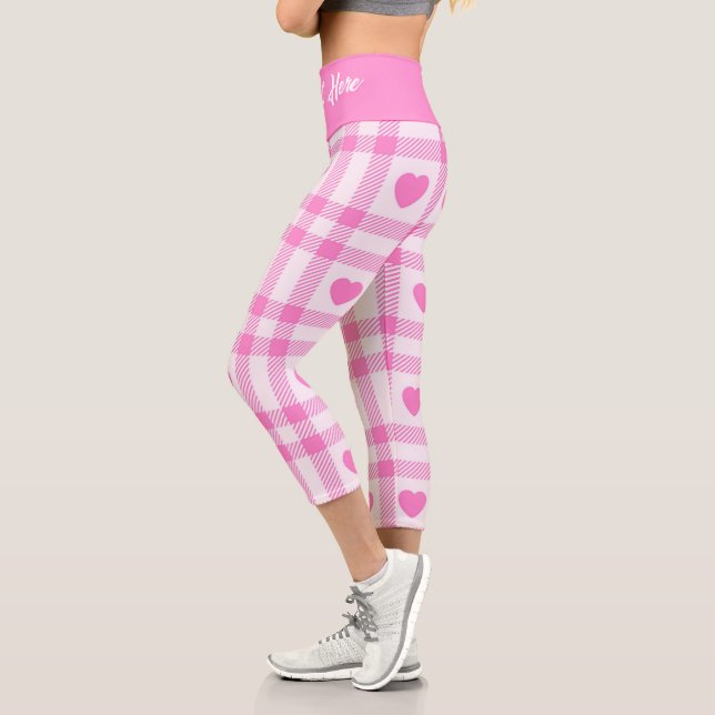 Leggings Capri Colección moderna del corazón rosado (Izquierda)