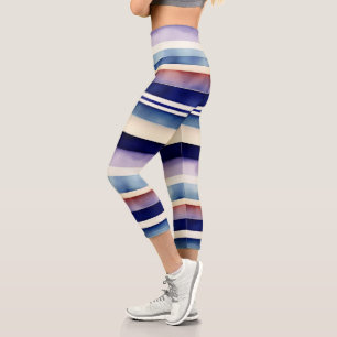 Leggings Capri Colección popular de franjas de barco azul de la m