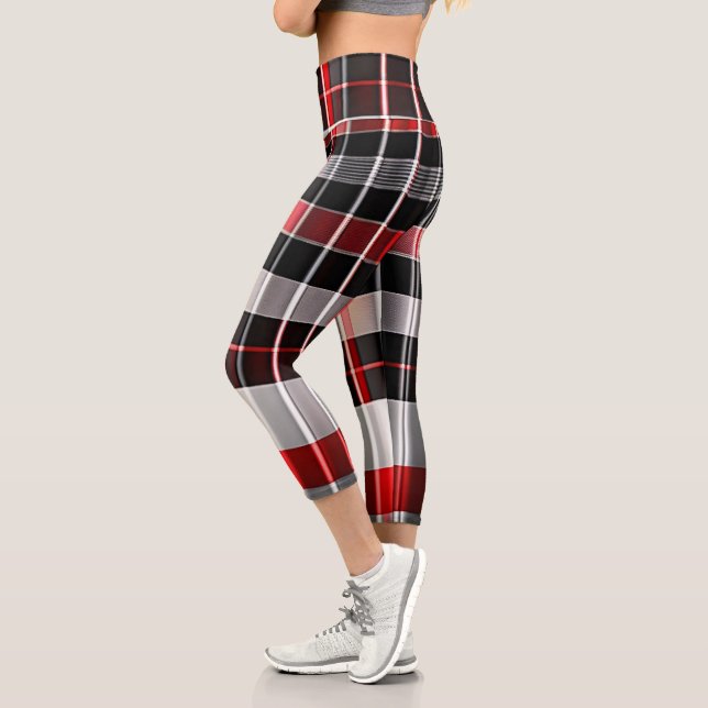 Leggings Capri Colección popular de resumen negro rojo (Izquierda)