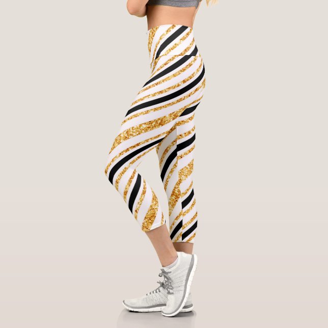 Leggings Capri Colección popular Stripes Gold Purpurina Black Boh (Izquierda)