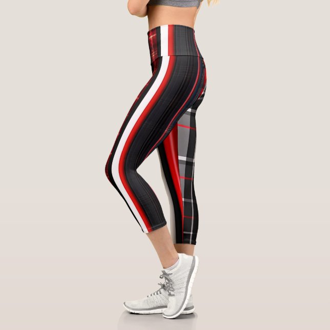 Leggings Capri Colección trendy de resumen negro rojo (Izquierda)
