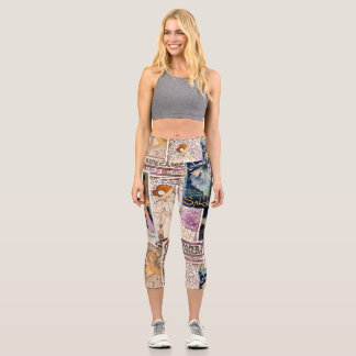 Leggings Capri Collage de arte de carteles de época francés perso