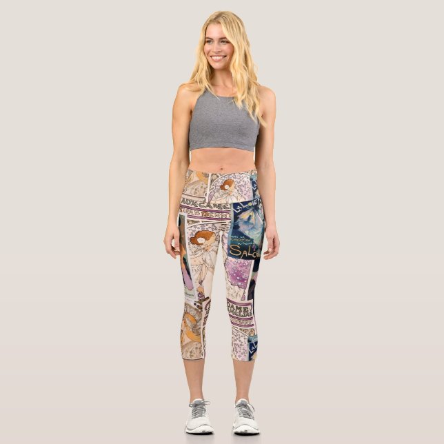 Leggings Capri Collage de arte de carteles de época francés perso (Anverso)
