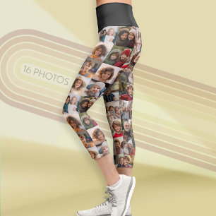 Leggings Capri Collage de fotos con hasta 16 fotos - negro