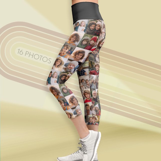 Leggings Capri Collage de fotos con hasta 16 fotos - negro (Custom Photo Leggings)