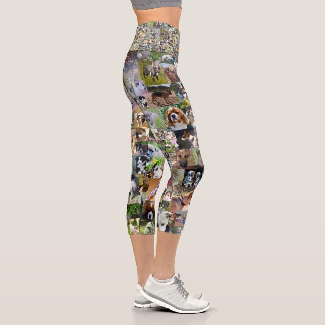 Leggings Capri Collage de fotos de perro, (Derecha)