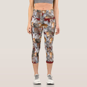 Leggings Capri Collage de gatos divertidos y Guay
