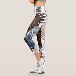 Leggings Capri Collage de raven misterioso - Vintage y futurista