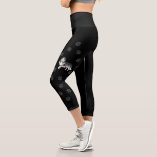 Leggings Capri Collie Áspero Blue Merle Lindo Perro de Dibujos An