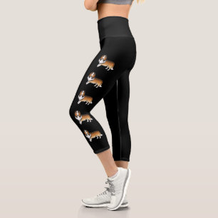 Leggings Capri Collie Áspero Sable Perro De Dibujos Animados Lind